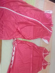 Pink Satin Night Suit