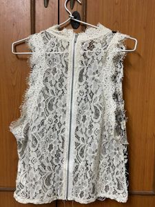 Lace Embellished Sleeveless Top