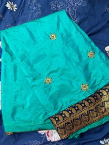Elegant Teal Saree (without Blouse)