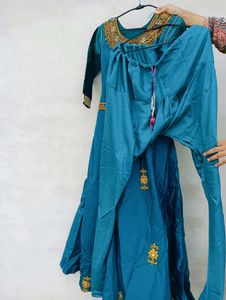 Teal Embroidered Kurta Set