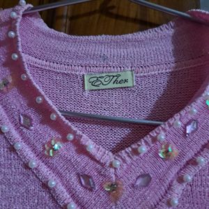 Pink Beaded Top
