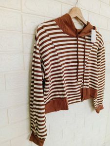 Striped Brown &amp; White Hoodie