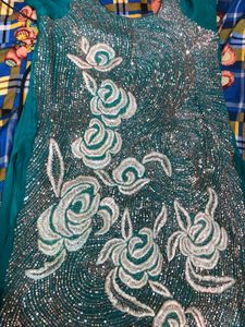 Embroidered Teal Dress Heavy Piece Looms Preety