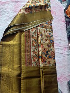 Digital Floral Softy Kuberpattu In Olive Shade