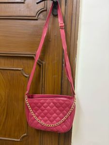 Pink Quilted Shoulder Bag