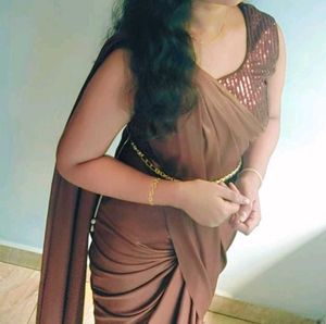 Elegant Brown Saree with Sequin Blouse