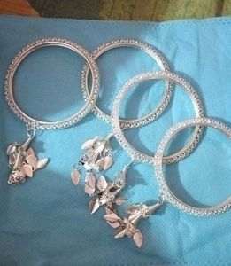 Silver Bangles with Charms