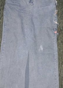 Trendy Light Wash Denim skirt Jeans