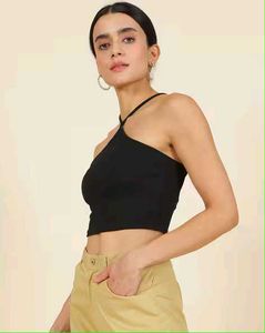 Halter Neck Criss Cross Straps Textured Fitt