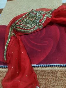 Beautiful Embroidery Blood Red Boutique Suit Fo