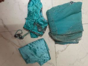 Teal Embellished saree