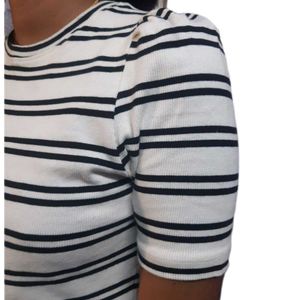 Striped Puff Sleeve Tee