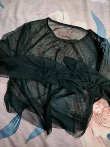 Black Mesh Crop Top