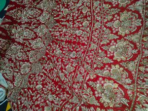 maroon dabka work bridal lehanga