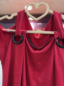 Red Cold Shoulder Top