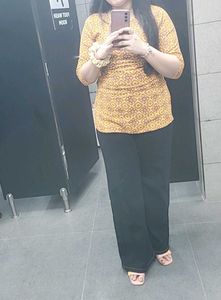Patterned Mustard Top