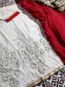 Red &amp; White Salwar Kameez Suit