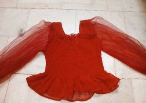 Red Peplum Top