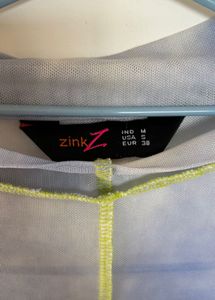 Blue Tie-Dye Mesh Long Sleeve Top