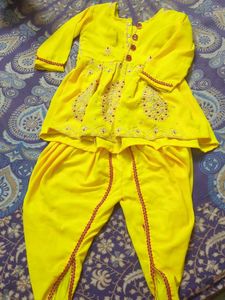 Yellow Embroidered Dhoti Kurta Set