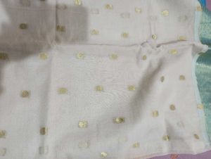 White Blue Bordr Woven Dezin Handloom Cotton Taant