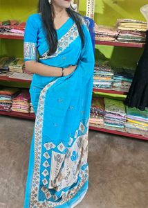 Blue Chiffon Saree