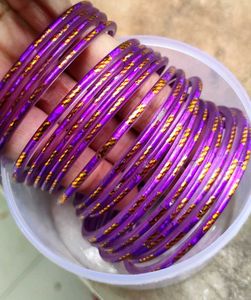 Combo Of pearl Earrings+ Purple Embellished Bangle