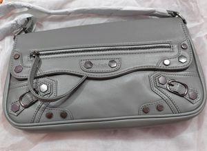 Iykyk Grey Metal Detail Shoulder Bag