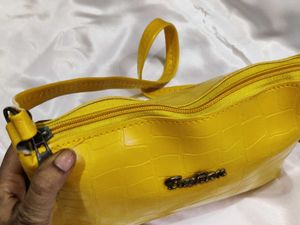 Yellow Croc Embossed Crossbody Bag