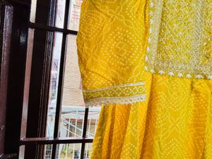 Yellow Printed Kurta With Pants