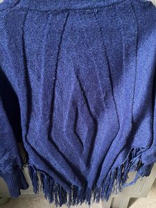Navy Blue Fringe Poncho