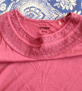 Cute Pink Lace Neck Top