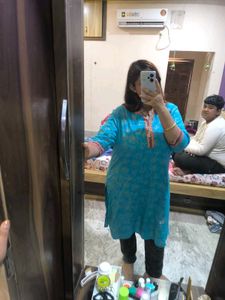 Blue Boat Neck Kurti.