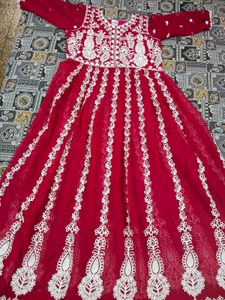 Hot pink Embroidered Ethnic suit with legging