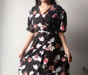 Floral Puffed Sleeve Dress