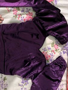 Purple Velvet Long Sleeve Maxi Dress