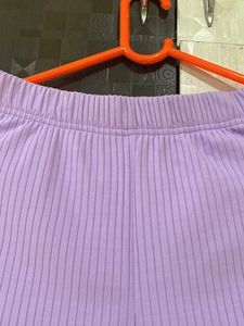 Purple Woven Ribbed Trouser