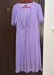 Knotted Floral Lavender Midi Dress