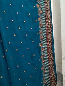 Elegant Teal Embellished Saree