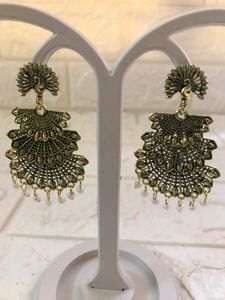 Gold &amp; Black Platted - Peacock Earring