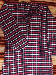 Red & Black Checked Kurta