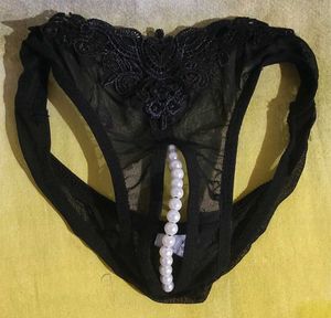 Black Lace Pearl Accent Panties