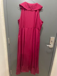 Magenta Ruffle Midi Dress