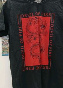 T Shirt With Printed Dragon