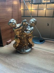 Mid Century Modern Cast Metal Nude Children Statue