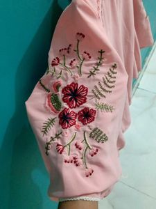 Peach Embroidered Top