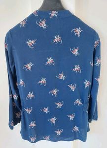 Navy Blue Tops With Floral Print.