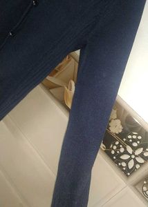 Navy Blue Cardigan And Black Trouser
