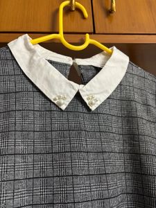 “Bossini” Gray Plaid Shirt Dress
