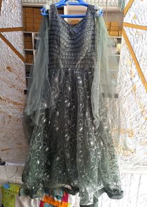 BEAUTIFUL DARK GREEN COLOR GOWN